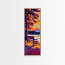 Park Bench, Autumn Scenery, Tranquil Landscape, Fall Foliage, Framed Canvas Print, Peaceful Decor, Warm Colors, Cozy Home