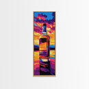Whiskey Bottle Art, Bar Wall Decor, Retro Aesthetic, Canvas Print, Man Cave Decor, Liquor Lover Gift, Vibrant Sunset, Mid-Century Style