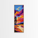 Golden River, Sunset Meadow, Vibrant Sky, Nature Wall Art, Framed Canvas Print, Boho Home Decor, Peaceful Landscape Aesthetic