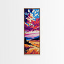 Rolling Hills, Vibrant Wheat Field, Sunset Skies, Nature Art, Framed Canvas Print, Dining Room Decor, Cozy Farmhouse Aesthetic