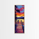 Dock Sunset Reflection, Framed Canvas Print, Lake Wall Art, Nature Decor, Sunset Art, Vibrant Landscape, Modern Art, Large Wall Art