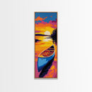 Sunset Canoe, Vibrant Lake Art, Nature Wall Decor, Framed Canvas Print, Living Room Art, Cabin Art, Colorful Sunset, Rustic Home