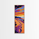 Tranquil Beach, Footprints in Sand, Serene Sunset, Ocean Art, Coastal Wall Decor, Modern Home, Boho Vibes, Canvas Print, Nature Inspired