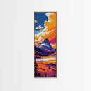 Mountain Reflection, Vibrant Colors, Snow Peak, Serene Nature, Rustic Decor, Cabin Wall Art, Living Room, Framed Canvas Print