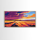 Golden Field Sunset, Canvas Print, Rustic Landscape Art, Vibrant Autumn Painting, Boho Aesthetic, Warm Tones, Living Room Wall Decor