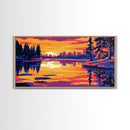 City Skyline Sunset, Canvas Print, Urban Landscape Art, Vibrant Reflection Painting, Modern Home Decor, Office Wall Art, Boho Aesthetic