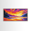River Mountains, Sunset,Canvas Print, Vibrant Nature Art, Scenic Wall Decor, Rustic Lodge Artwork, Travel Lovers Gift, Living Room Art