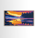 Forest Lake, Sunset, Framed Canvas Print, Nature Art, Wilderness Wall Decor, Landscape Painting, Adventure Home Decor, Bedroom Art