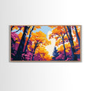 Autumn Forest, Framed Canvas Print, Vibrant Fall Wall Art, Seasonal Nature Painting, Cozy Home Decor, Lodge Artwork, Dining Room Art