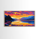 Serene Lake, Sunset Reflection Art, Canvas Print, Nature Wall Decor, Mountain Landscape, Living Room Wall Art, Cabin Aesthetic