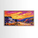 Rural Town, Country Village Scene, Canvas Print, Sunset Over Hills, Rustic Farmhouse Art, Living Room Wall Decor, Country Style