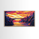 Bridge View, River Sunset, Vibrant Landscape, Golden Hour, Nature Scene, Canvas Print, Living Room Wall Art, Urban Decor, Gift Idea
