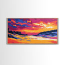 Golden Beach, Sunset River, Colorful Nature, Vibrant Seascape, Coastal Landscape, Canvas Print, Bedroom Wall Art, Summer Decor, Gift