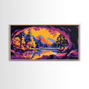 Forest Tunnel, Mountain View, Scenic Reflection, Canvas Print, Cabin Wall Art, Cozy Fall Decor, Vibrant Nature Painting, Autumn Room Art
