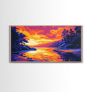 Sunset River, Woodland Scene, Tranquil Nature, Canvas Print, Mountain Home Decor, Vibrant Art, Cozy Cabin Wall Art, Fall Landscape Painting