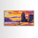 Coastal Sunset, Seaside Cliffs, Ocean Landscape, Beach House Decor, Nautical Wall Art, Warm Tones, Framed Canvas Print