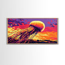 Jellyfish Glow, Ocean Life Art, Vibrant Sea Creatures, Coastal Wall Decor, Underwater Fantasy, Framed Canvas Print