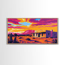 Desert Sunset, Southwest Wall Art, Vibrant Landscape, Colorful Western Scene, Rustic Home Decor, Framed Canvas Print, Living Room Wall Art