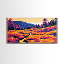 Sunset Meadow, Vibrant Landscape, Nature Painting, Autumn Wall Art, Framed Canvas Print, Living Room Wall Decor, Boho Home Aesthetic