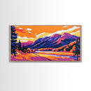 Autumn Mountains, Golden Fields, Scenic Wall Art, Vibrant Landscape, Framed Canvas Print, Cozy Cabin Decor, Fall Home Aesthetic