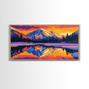 Lake Reflection, Snowy Mountains, Nature Scene, Tranquil Wall Art, Framed Canvas Print, Mountain Home Decor, Adventurous Spirit Gift