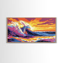 Tropical Wave, Surfing Wall Art, Vibrant Ocean, Beach House Decor, Sunset Painting, Seascape Art, Nautical Style, Canvas Print