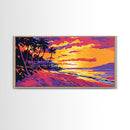 Palm Tree Sunset, Tropical Beach, Ocean View Art, Vibrant Wall Art, Island Retreat, Coastal Decor, Exotic Travel, Canvas Print