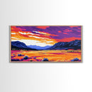 Vibrant Sunset, Mountain Landscape, Colorful Nature, Framed Canvas Print, Living Room Wall Art, Boho Art, Rustic Decor, Nature Painting