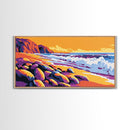Coastal Cliffs, Waves and Rocks, Ocean Scene, Canvas Print, Modern Beach Wall Art, Tropical Seascape, Sunset Colors, Serene Nature Art