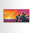 Cactus Sunset, Desert Wall Art, Southwest Decor, Vibrant Landscape, Boho Art, Warm Tones, Living Room, Framed Canvas Print