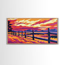 Rustic Fence, Countryside Sunset, Warm Tones, Scenic Landscape, Boho Art, Western Wall Decor, Cozy Living Room, Framed Canvas Print
