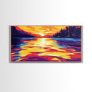 Water Ripples, Serene Sunset, Tranquil Lake, Abstract Nature Art, Bold Colors, Modern Home Aesthetic, Living Room or Office, Canvas Print