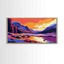 Mountain Lake, Sunset Painting, Scenic Art, Canvas Print, Vibrant Landscape, Office Wall Art, Nature Lover Gift, Adventure Decor