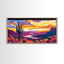 Cactus Sunset, Desert Scene, Southwest Wall Art, Framed Canvas Print, Vibrant Landscape, Boho Decor, Arizona Gift, Warm Tones