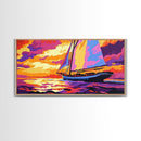 Sailboat Sunset, Ocean Serenity, Nautical Decor, Canvas Print, Coastal Wall Art, Sailing Gift, Vibrant Seascape, Relaxing Atmosphere