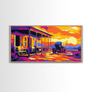 Western Porch, Sunset, Cowboy, Framed Canvas Print, Rustic Wall Art, Old West Scene, Country Home Decor, Warm Tones, Living Room Art