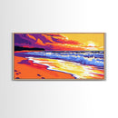 Golden Beach, Ocean Sunset, Coastal Landscape, Seashore Painting, Canvas Print, Living Room Wall Art, Summer Vibes, Serene Seascape