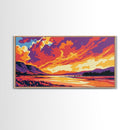 River Sunset, Majestic Cliffs, Mountain Landscape, Nature Art, Canvas Print, Office Decor, Wild Beauty, Tranquil Home Accent