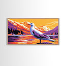 Seagull View, Mountain Lake, Tranquil Waters, Nature Wall Art, Canvas Print, Office Decor, Birdwatching Beauty, Serene Escape