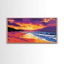 Beach Sunset, Vibrant Seascape, Coastal Art, Ocean View, Framed Canvas Print, Living Room Wall Art, Tropical Decor, Gift Idea