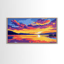 Serene Lake, Sunset Reflection, Vibrant Waters, Nature Art, Framed Canvas Print, Peaceful Wall Art, Living Room Decor, Relaxing Gift
