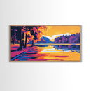Autumn Lake, Vibrant Fall Landscape, Colorful Nature Art, Sunset Reflection, Framed Canvas Print, Living Room Wall Decor, Rustic Home Art