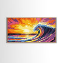 Ocean Wave, Surreal Seascape, Vibrant Water, Beach Wall Art, Framed Canvas Print, Coastal Home Decor, Living Room Art, Surfer Gift