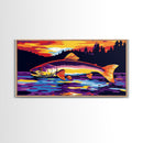 River Sunset, Reflection Nature, Framed Canvas Print, Serene Water Art, Modern Nature Wall Art, Relaxing Art, Dining Room Wall Art