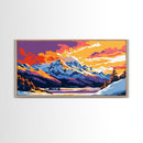 Fiery Sky Over River, Bold Sunset Wall Art, Colorful Nature Print, Dramatic Cloudscape Painting, Framed Canvas Print, Office Wall Decor