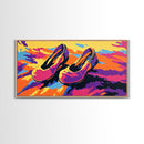 Cliffside Sunset, Bold Landscape Art, Vibrant Nature Print, Colorful Canyon Painting, Dramatic Wall Decor, Framed Canvas Print