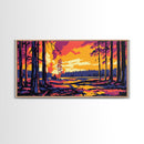 Forest Sunset, Tranquil Woodland Scene, Warm Autumn Landscape, Nature Wall Art, Framed Canvas Print, Cabin Decor, Rustic Home Design