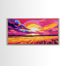 Reflected Sunset Glow, Tranquil Landscape Art, Vibrant Water Print, Bold Color Home Decor, Relaxing Wall Painting, Framed Canvas Print