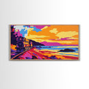 Golden Hills, Sunset Landscape, Autumn Nature, Living Room Wall Art, Vibrant Boho Decor, Framed Canvas Print, Modern Art