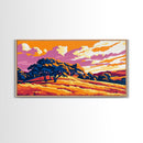 Forest View, Mountain Sunset, Vibrant Wilderness, Nature Wall Art, Cabin Wall Decor, Framed Canvas Print, Rustic Autumn Art